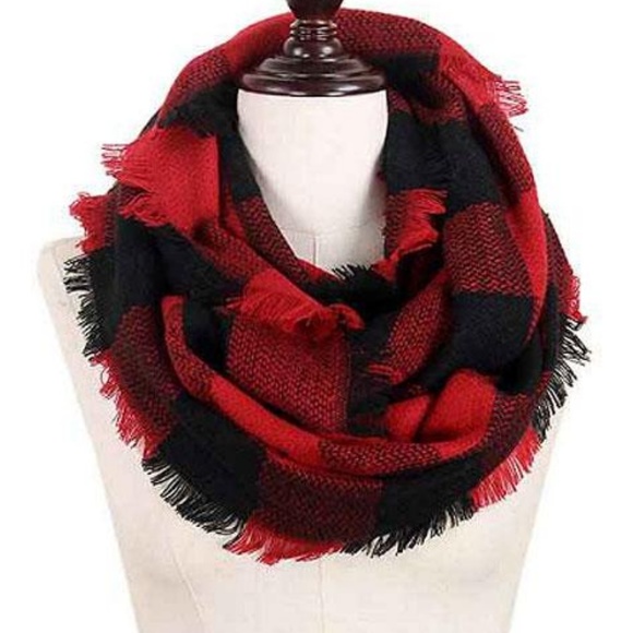 Accessories - Classic Plaid Red & Black Infinity Scarf